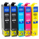 IET299P521C Multipack 5 cartuchos de tinta  Alternativo EPSON NEGRO (x2) / CIAN (x1) / MAGENTA (x1) / AMARILLO (x1), reemplaza a PACK: C13T29914010 nº29XL (x2) / C13T29924010 nº29XL (x1) / C13T29934010 nº29XL (x1) / C13T29944010 nº29XL (x1)